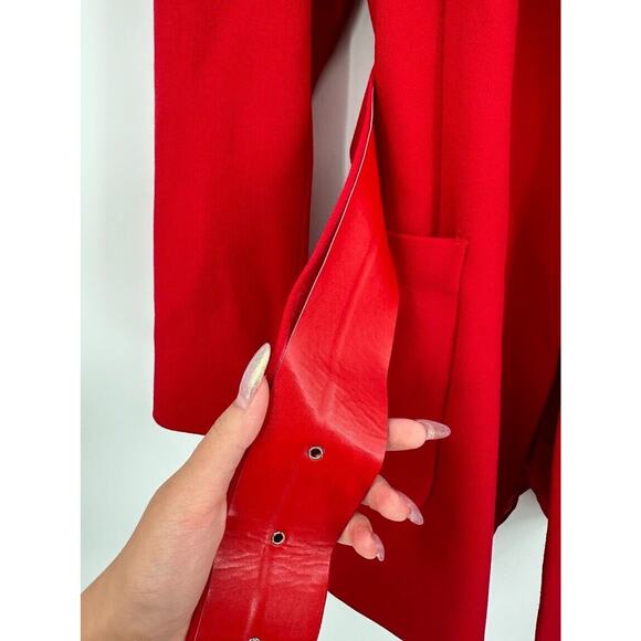 Zara Red Single Button Belted Blazer Jacket Women's Size Small Classy Business - Picture 5 of 8